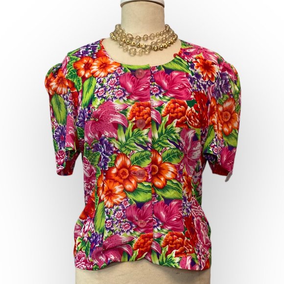 Floral Vintage Button Up Blouse - Picture 2 of 5